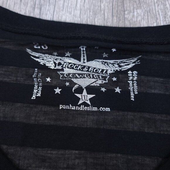 Rock & Roll Cowgirl Shirt Womens XXL Black Starburst Sequin Long Sleeve Country - Picture 5 of 6